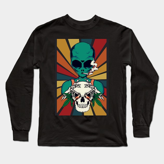 Alien 420 Long Sleeve T-Shirt by mixxart